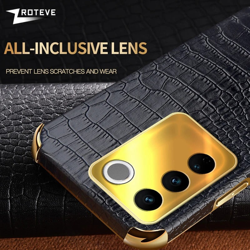 Crocodile Pattern Leather Case For VIVO V29 5G