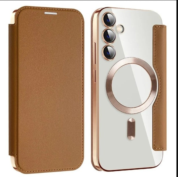 Electroplated Flip Leather Case For Samsung Phones