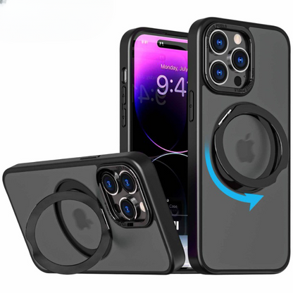 360 Rotate Ring Wireless Charging Case For Apple iPhone